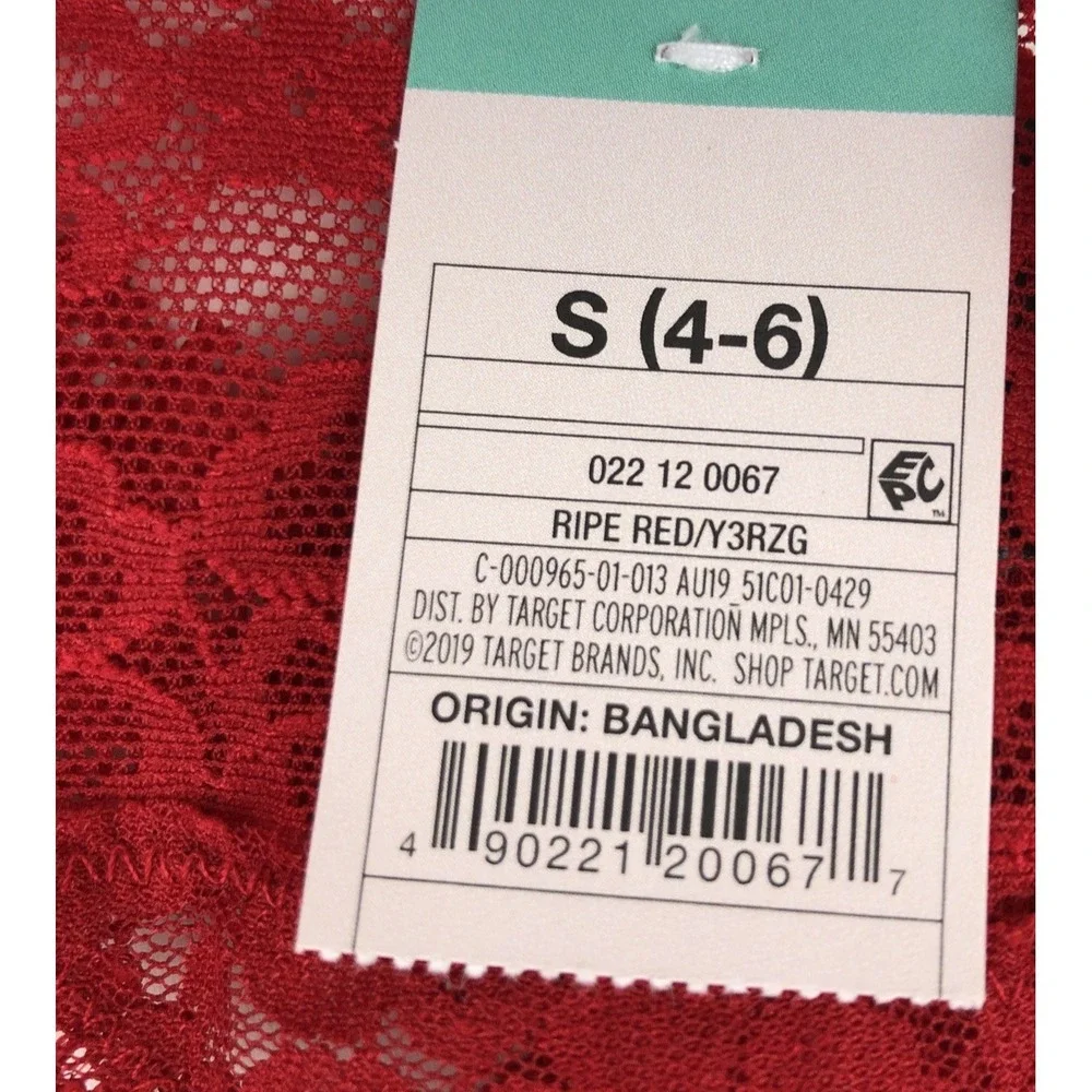 Auden Women's Panties Small 4-6 Ripe Red Lace Thong & Black Ultra Soft Brief NWT